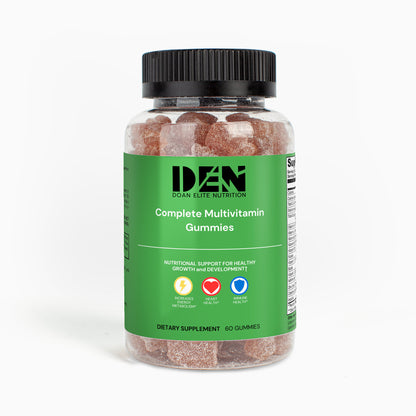 Elevate your daily wellness routine with Complete Multivitamin Gummies by Doan Elite Nutrition. Packed with essential vitamins and minerals, each delicious gummy provides comprehensive support for your overall health. With natural flavors and no artificial additives, our gummies offer a convenient and tasty way to ensure you get the nutrients your body needs to thrive. Boost your immunity, promote vitality, and feel your best every day with our premium Complete Multivitamin Gummies.