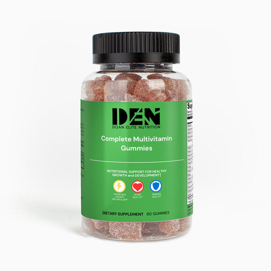 Elevate your daily wellness routine with Complete Multivitamin Gummies by Doan Elite Nutrition. Packed with essential vitamins and minerals, each delicious gummy provides comprehensive support for your overall health. With natural flavors and no artificial additives, our gummies offer a convenient and tasty way to ensure you get the nutrients your body needs to thrive. Boost your immunity, promote vitality, and feel your best every day with our premium Complete Multivitamin Gummies.